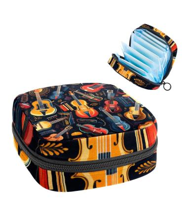 Anna Cowper Instruments Guitars Sanitary Napkin Storage Bag Feminine Menstrual Cup Pouches Nursing Pad Holder Tampon Bags Portable Period Bag for Women Teen Girls 1Pcs Multi-colored 19