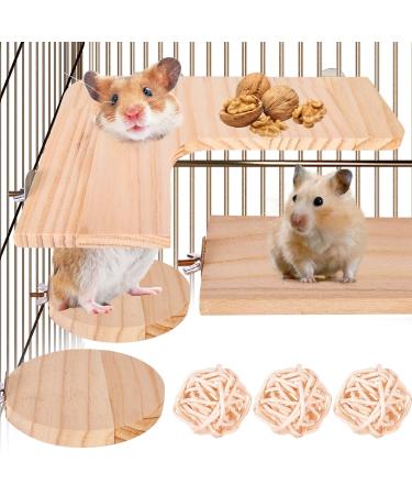 4-piece hamster accessories hamster pedal: hamster toy platform for pets with 3 balls guinea pig toy toy hamster pedal l jumping board round for chinchilla rabbits guinea pig