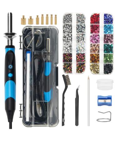 AngleKai Hotfix Rhinestone Applicator Tool, Rapid-Heating Hot Fix Rhinestone Setter for Bedazzler Kit with Rhinestones for Clothing Crafts, 15 Color Rhinestone/ 7 Tips/Tweezers/Pencil/Brush