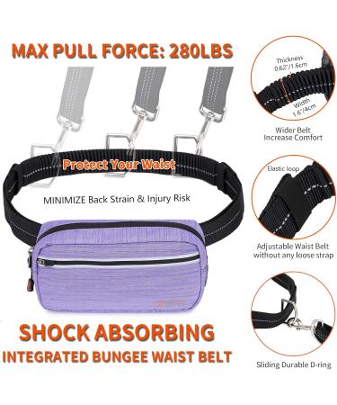 TUDEC Dogs Jogging Line with Belly Belt - Reflective Elastic Leash & Feces Bag Dispenser for Large/Medium Dogs - Gray Purple - Buy Online on SooperMarket.com