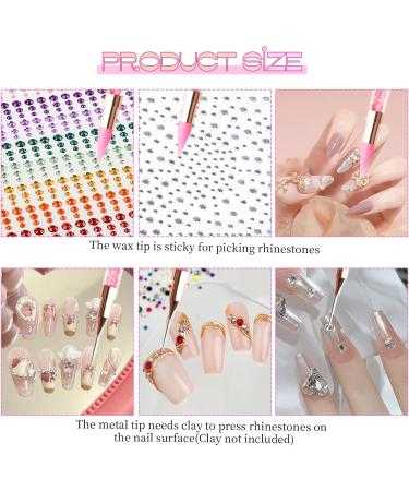LLMSIX Rhinestones Picker Doting Pen Dual-Ended Wax Pencil Pen Rhinestone Picker Dotting Pen Rhinestones Applicator with Acrylic Handle for Gem Stone Jewelry Nail Art DIY Craft (Pink) - Buy Online on SooperMarket.com