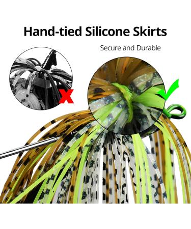 MadBite Swim Jig Fishing Lures 5 Pack - Heavy Brush Guard, Silicone Skirt, Needle Point Hooks - 3/8 oz and 1/2 oz Sizes - Multi-Color Kits - Clear & Muddy Water - Includes Storage Box - Buy Online on SooperMarket.com