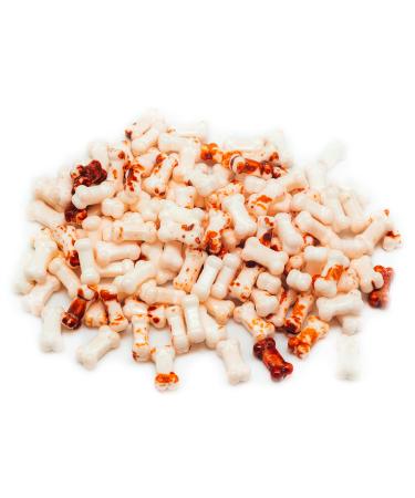 Bloody Bones Treat Toppers - 4 oz Resealable Stand Up Candy Bag - White Candy Bone Shaped Sprinkles w/ Red Splashes - Halloween Themed Sprinkles for Holiday Desserts and Snacks