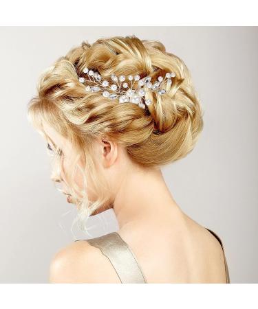 Wedding Pearl Crystal Headpiece Comb Set - Bridal Hair Accessories with Rhinestone Accents - Buy Online on SooperMarket.com