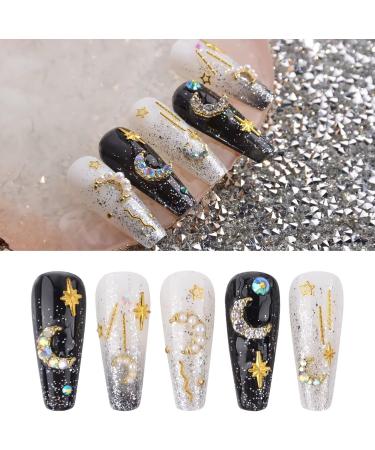 RUNRAYAY 60Pcs 3D Moon Nail Art Charms Colorful & Pearl & Crystal Elegant Nail Studs Diamonds for Nail Accessories Nail Jewelry Decoration for DIY Crafts Nail Decor - Buy Online on SooperMarket.com