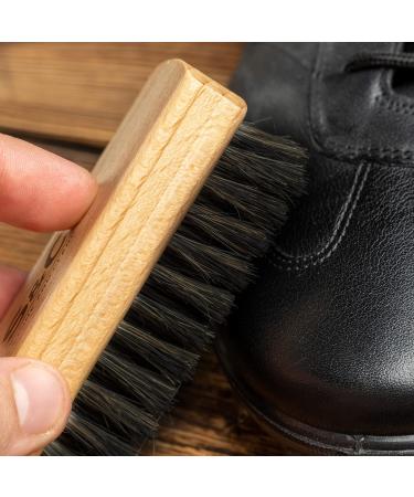 Stone and Clark Horse Hair Shoe Brush - Premium Leather Polish Brush with 100% Horse Hair Bristles - Concaved Beech Wood Handle - Travel Set - Buy Online on SooperMarket.com