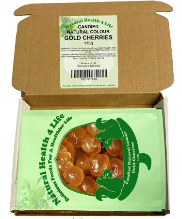 Natural Health 4 Life Cake Baking Ingredients Candied Natural Colour Gold Glace Cherries 175 g in Bag (1 Bag) 175g