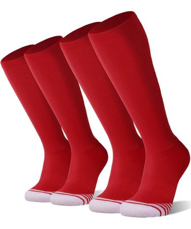 FITRELL Over-the-Calf Knee High Baseball Soccer Softball Socks (2 Pack) - Red - Medium - Buy Online on SooperMarket.com