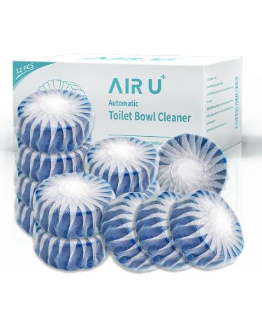 AIR U+ 12 Pcs Toilet Bowl Tablets, Toilet bowl Cleaner tablets for Descaling & Deodorizing, Efficient Cleaning Toilet Tank Cleaner tablets, Slow-Release Technology Long-lasting 300 brushes per pc, Mild Fresh Pine Scent 1.