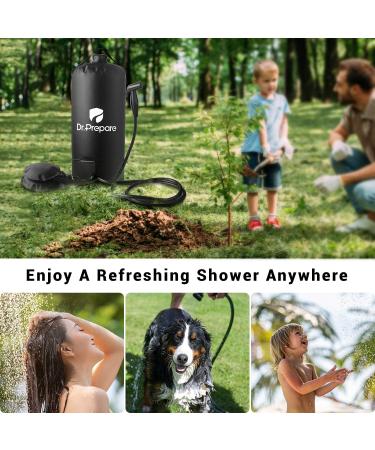 Dr. Prepare 4 Gallon Camping Shower Bag with Upgraded Screw Lid, Pressure Foot Pump, and Handy Nozzle - Portable Solar Shower for Beach, Camping, Hiking Trip - Buy Online on SooperMarket.com