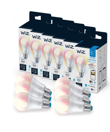 WiZ Connected 6-Pack Color 60W A19 Smart WiFi Light Bulb, 16 Million Colors, Compatible with Alexa and Google Home Assistant, No Hub Required, 6 Bulbs A19 Color 6 Count (Pack of 1)