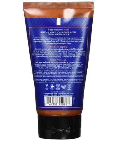 SheaMoisture Men Facial Wash & Scrub | African Black Soap & Shea Butter 4 fl oz - Buy Online on SooperMarket.com