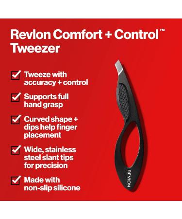 Revlon Comfort and Control Tweezer - Easy-to-Use Eyebrow Tool | Wide Grip | 1 count - Buy Online on SooperMarket.com