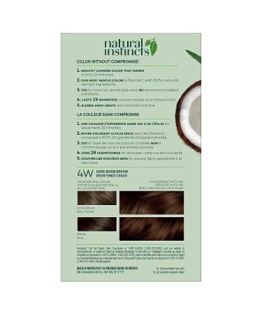 Clairol Natural Instincts Demi-Permanent Hair Dye 4W Dark Warm Brown - 5.85 Fl Oz - Buy Online on SooperMarket.com