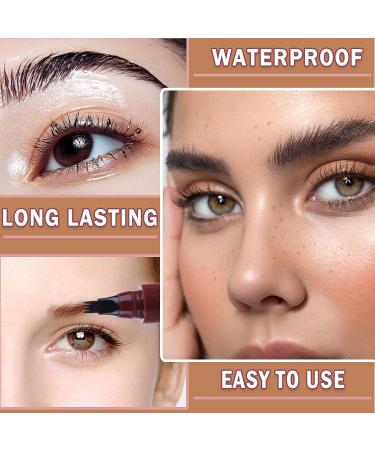 2PCS Waterproof Eyebrow Microblading Pen with 4 Micro-Fork Tips - Dark Brown - Buy Online on SooperMarket.com