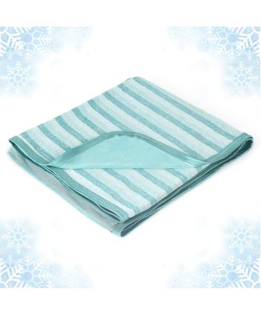Cooling Blanket with Double Sided Cold Effect King Size Lightweight Breathable Summer Large Oversize Blankets for Bed Transfer Heat to Keep Body Cool for Hot Sleepers and Night Sweats 108"x90" Green Stripe King to California King 108"x 90"