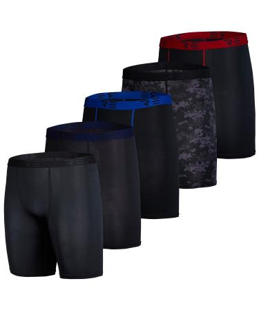 Real Essentials 5 Pack: Men s Compression Shorts - Quick Dry Performance Active Underwear Large Set G