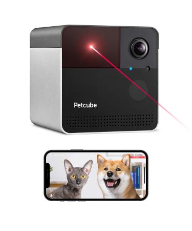 Petcube Play 2 Wi-Fi Pet Camera with Laser Toy & Alexa Built-In, for Cats & Dogs. 1080P HD Video, 160 Full-Room View, 2-Way Audio, Sound/Motion Alerts, Night Vision, Pet Monitoring App Matte Silver Petcube Play