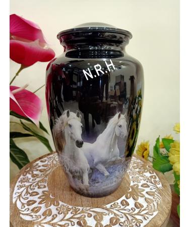 Eternal Horse Design Cremation Urn - Beautifully Handcrafted Adult Funeral Urn - Solid Metal Urn - Affordable Urn for Human Ashes