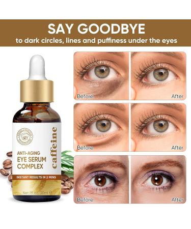 Caffeine Eye Serum with EGCG, Vitamin C, Hyaluronic Acid - Anti Aging & Brightening Solution for Wrinkles, Dark Circles, and Puffiness - Buy Online on SooperMarket.com
