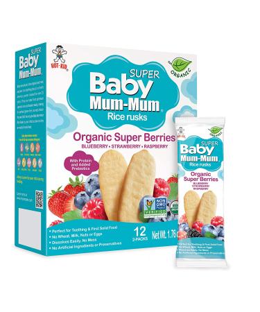 Baby Mum-Mum Organic Super Berries Rusks 1.76 oz - 24 Count, Pack of 6 | Organic Super Berries Snack for Babies - Buy Online on SooperMarket.com