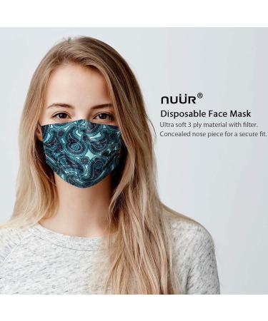 NU R Paisley Disposable Face Mask with Filter Layer - 10 Pack | Elastic Earloop | Retail Sealed Bags - PAISLEY-011 - Buy Online on SooperMarket.com