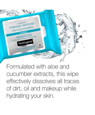 Neutrogena Hydrating Makeup Remover Wipes - 25ct Pack | Alcohol-Free Facial Cleansing Towelettes for Conditioning Skin, Removing Makeup & Waterproof Mascara - Buy Online on SooperMarket.com