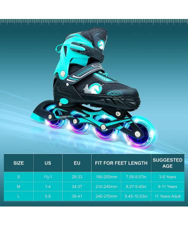 Adjustable Inline Skates Roller Blades with Light Up Wheels for Girls, Kids, Women, and Adults - High Performance Rollerblades for Beginners - Size M (US Big Kids 1-4) - Buy Online on SooperMarket.com