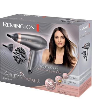 Remington AC8820 Hair Dryer - 2200W 150km/h Keratin & Almond Oil Infused Anti-Frizz Ion Care 3 Styling Attachments - International Shipping Available - Buy Online on SooperMarket.com