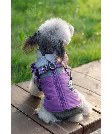 Poseca Reflective Waterproof Dog Coat with Harness for Small Medium Dogs - Purple - Buy Online on SooperMarket.com