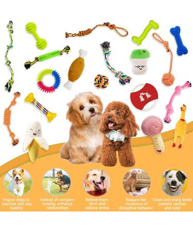 19-Piece Dog Toy Set - Durable Cornitoo Rope Balls & Chew Toys for Small Medium & Large Dogs - Interactive & Tooth Training - Buy Online on SooperMarket.com