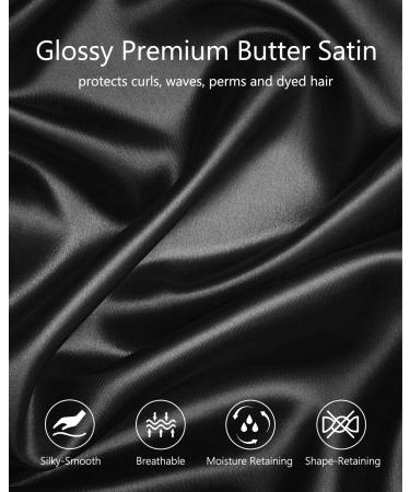 Mikimini X-Large Satin Bonnet for Sleeping - Black+Silver Reversible Double Layer Hair Cap - Soft Stretchy Hair Care Bonnet for Women - Buy Online on SooperMarket.com