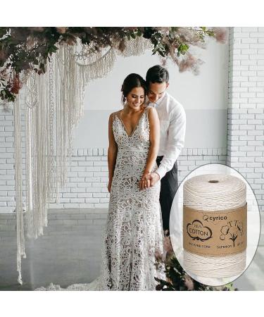 3mm x 300 Yards Natural Cotton Macrame Cord - Twisted Rope for Wall Hanging, Plant Hangers, Gift Wrapping - Wedding Decor Supplies - 300yd (Natural) - Buy Online on SooperMarket.com