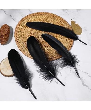 Ballinger Black Craft Feathers Bulk - 120Pcs 6-8 Inch Real Goose Feathers for DIY Halloween Decor, Jewelry, Cosplay & Clothing - Buy Online on SooperMarket.com