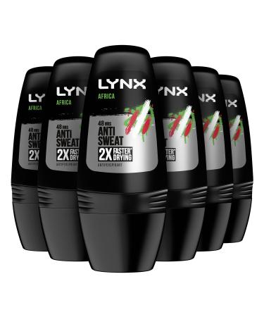LYNX Africa 48-hour protection against odour and wetness Anti-perspirant Roll On deodorant with an iconic scent 6 x 50 ml Africa 8.33 ml (Pack of 6)