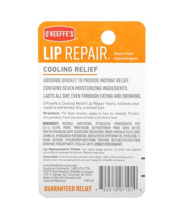 O'Keeffe's Lip Repair No Scent Lip Balm 0.15 oz - Moisturizing Long-Lasting Lip Care for All Skin Types - Buy Internationally - Buy Online on SooperMarket.com