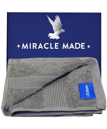 Miracle Made Washcloth - Stone - Premium 100% USA-Grown Cotton Washcloths for Bathroom with Natural Silver Ultra Soft Plush Fade Resistant Highly Absorbent Quick Drying Stone Washcloth