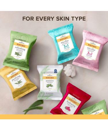 Burt's Bees Sensitive Facial Towelettes with Aloe Vera - 30 Pre-Moistened Wipes for Gentle Cleansing - Buy Online on SooperMarket.com