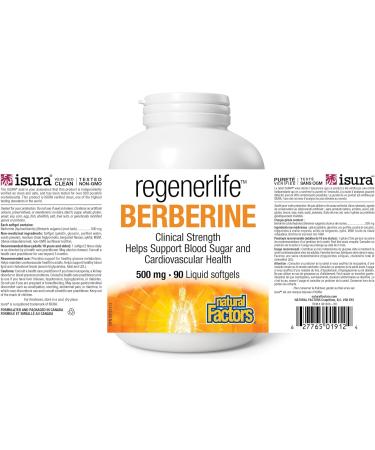 Natural Factors Regenerlife Berberine 500mg 90 liquid softgels Clinical Strength Helps Support Blood Sugar and Cardiovascular Health - Buy Online on SooperMarket.com