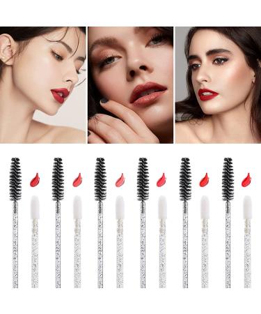 200 Crystal Disposable Lip Brush and Eyebrow Spoolie Mascara Wands Kit (Black) - Makeup Beauty Tool Set - Buy Online on SooperMarket.com