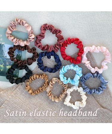 KINDOYO 4 Pieces Hair Silk Stretchy Scrunchies - Solid Color Hairbands Satin Scrunchies Elastic Bands Traceless Ponytail Holder Hair Accessories for Women Girls Black *4 - Buy Online on SooperMarket.com