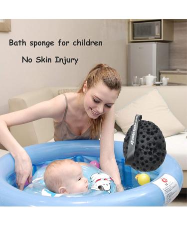 Black Bath Shower Loofah Sponge Set - Gentle Body Exfoliating Pouf for Men, Women, Kids - 3 Pack - Buy Online on SooperMarket.com