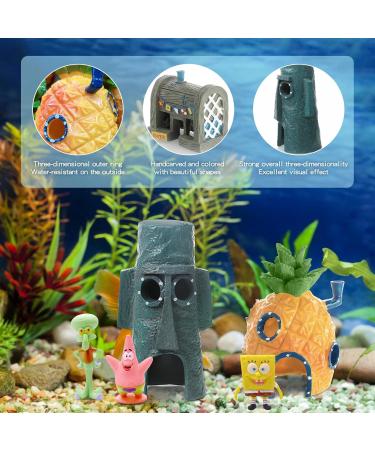 Atuvuta 9 PCs Spongebob Aquarium Deco | Underwater Aquarium Decoration | Aqua Ornaments & Landscape for Fischteich - Buy Online on SooperMarket.com