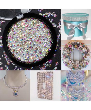 Warmfits AB Crystal Rhinestones Set - 1840pcs Nail Art Gems for DIY Crafts & Jewelry - Iridescent Clear Multi-Shape Rhinestones for Nails, Phones, Clothes & More - Buy Online on SooperMarket.com