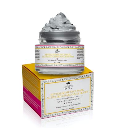Nature Spell Activated Charcoal & Honey Purifying Face Mask 100 ml With Vitamin E Helps Remove Acne Unclog Pores & Dead Skin Cells - Made In The UK