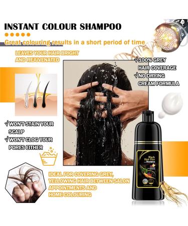 Black Hair Dye Shampoo - 3 in 1 Natural Hair Color & Grey Coverage | Long Lasting Instant Dye for Men & Women - Buy Online on SooperMarket.com
