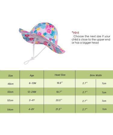 LANGZHEN Tropical Flowers Sun Hat for Toddler Girls | Adjustable Wide Brim Beach Play Hat with Chin Strap | Ages 2-4 Years - Buy Online on SooperMarket.com