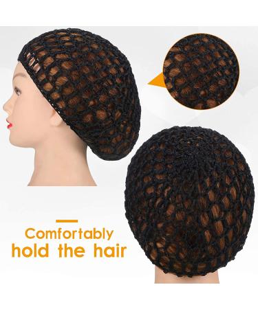 Geyoga 4-Piece Mesh Crochet Hair Net Snood Hat for Women - Black | Sleep Hair Cover - Buy Online on SooperMarket.com