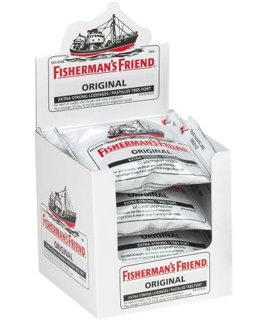Fisherman s Friend Original Extra Strong | For Temporary Relief of Cough Sore Throat & Nasal Congestion | All Natural | Halal Vegan Kosher & Gluten Free | 8 Packs of 22 Lozenges (176 Total Count)