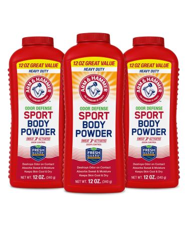 Arm & Hammer Sport Body Powder Powder for Men and Women Fresh Feeling Talc Free Aluminum Free Odor Defense with Baking Soda (3 Pack) 12 Ounce (Pack of 3)